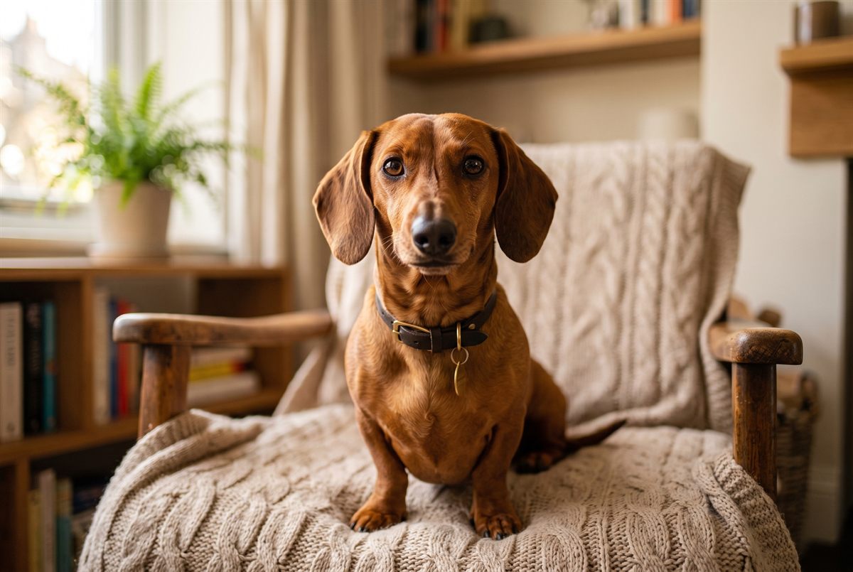 A dachshund resting at home — Dachshunds are the breed most prone to IVDD, a spinal condition whose surgery often costs $6,000–$12,000.