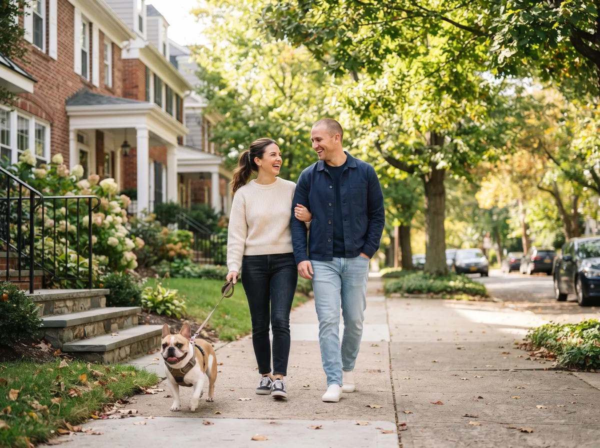 Dog owner in a dense New Jersey neighborhood near New York City